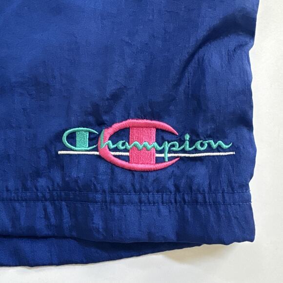 Vintage Champion Nylon Shorts Embroidered Spelled out Logo Y2K Retro 90s - Picture 2 of 11
